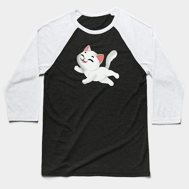 Happy runnig kitty Baseball T-Shirt by Znikoma